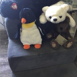 Ty Plush Penguin in Black, White, Orange & Yellow